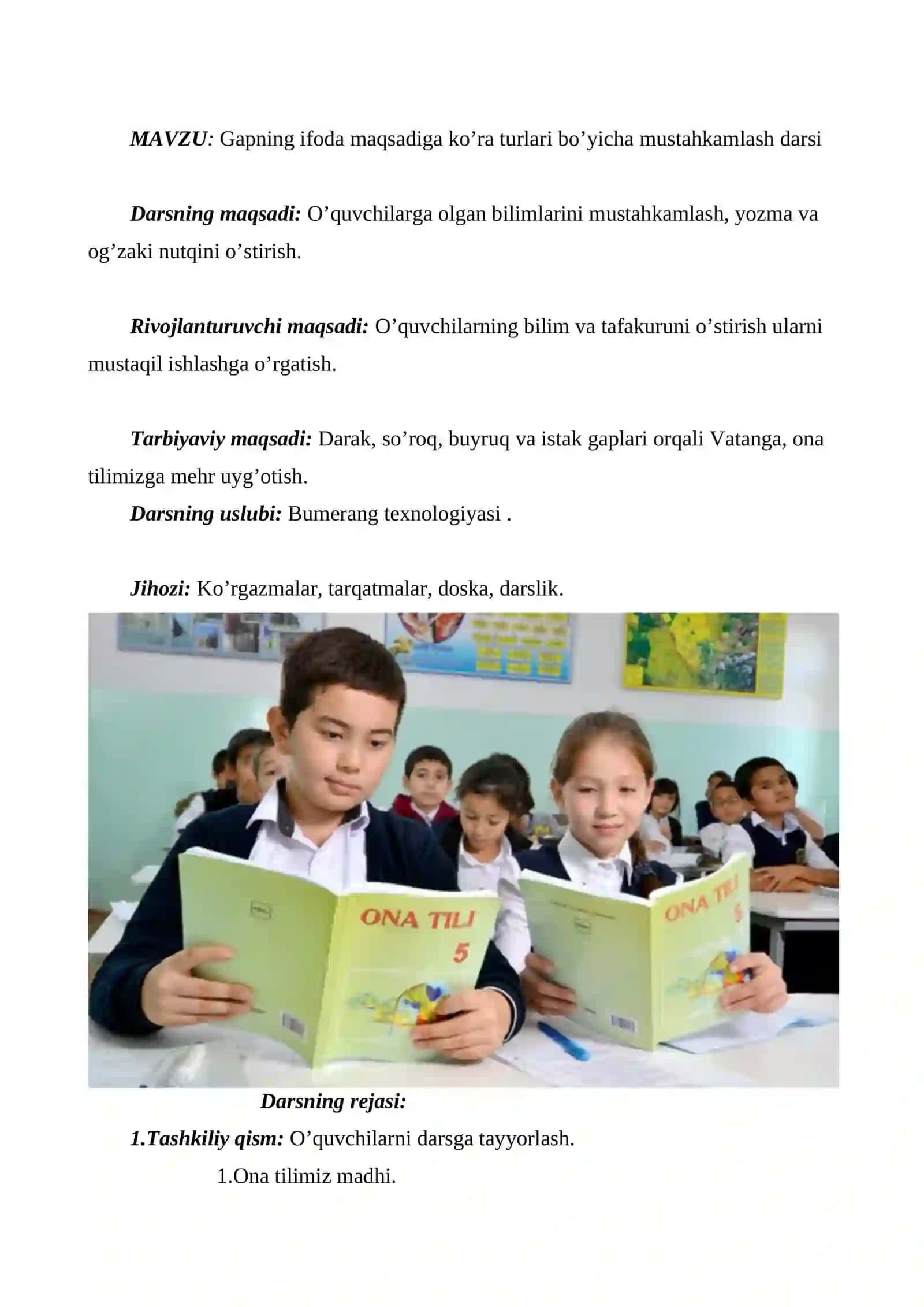 Gapning ifoda maqsadiga ko’ra turlari bo’yicha mustahkamlash darsi 2