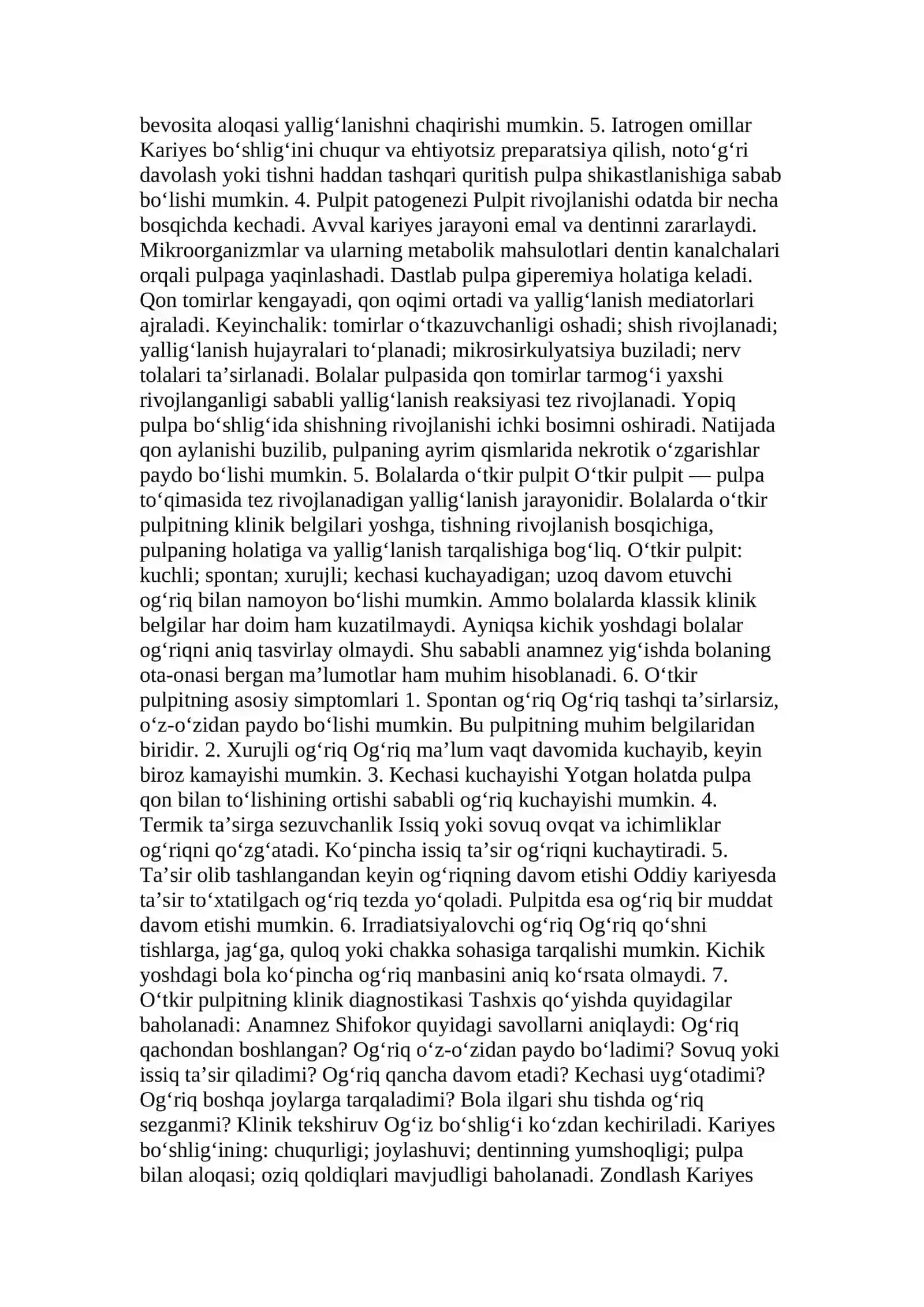 Bolalarda O‘tkir va Surunkali Pulpitlarning O‘ziga Xos Klinik Xususiyatlari va Tashxisi 2