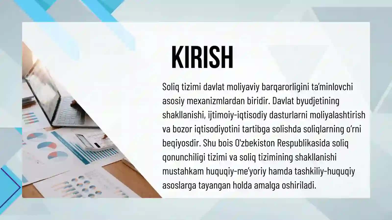 Soliq qonunchiligi tizimi va Oʻzbekiston Respublikasi soliq tizimining shakllanishining huquqiy-me’yoriy hamda tashkiliy-huquqiy asoslari 2