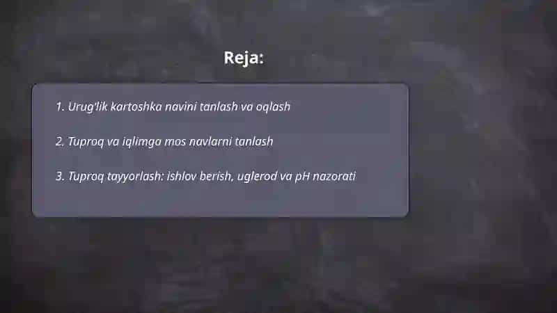 Kartoshka urugʻlik tugaraklarini ekishga tayyorlash tenalogyasi 2