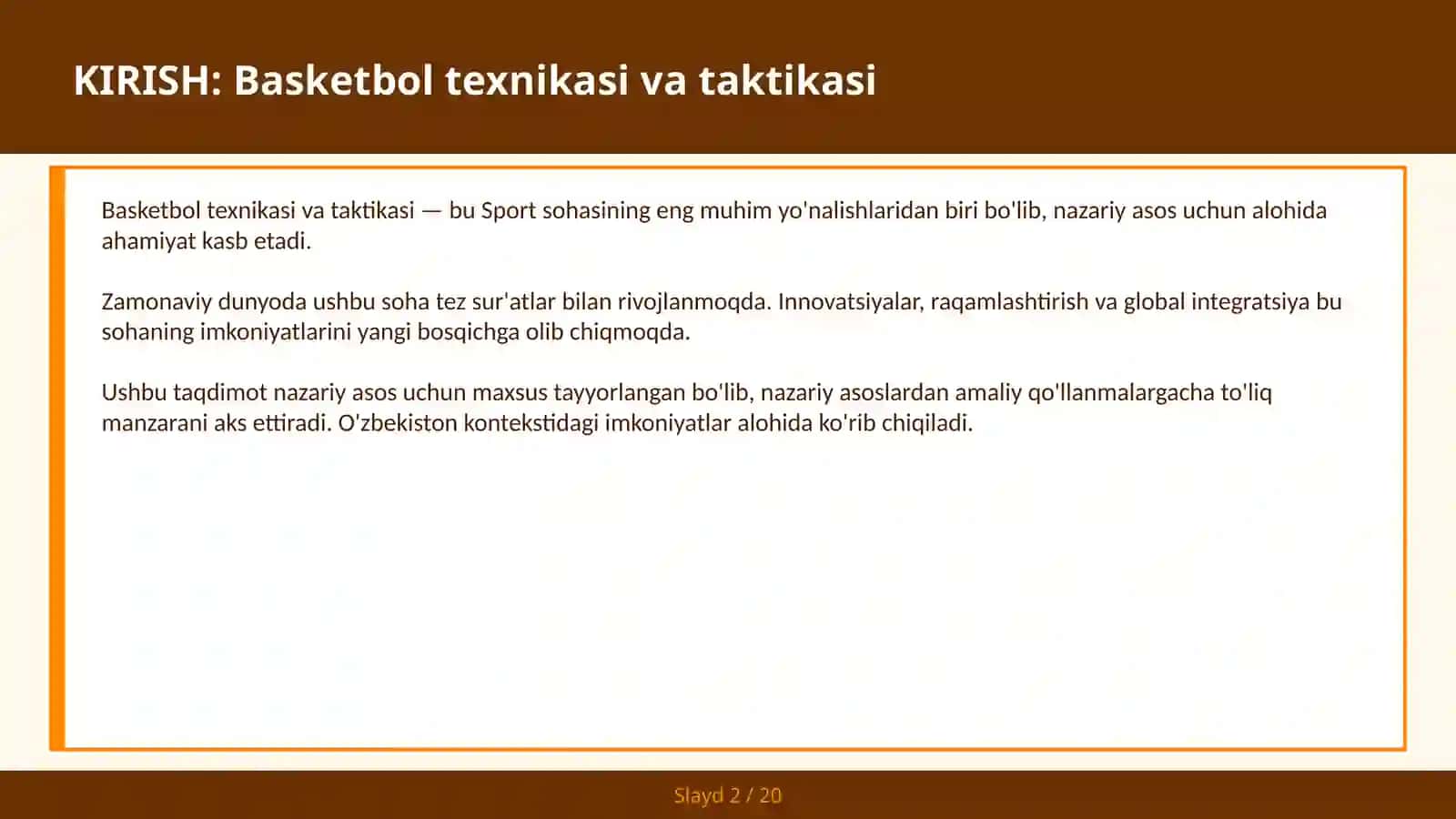 Basketbol texnikasi va taktikasi 2
