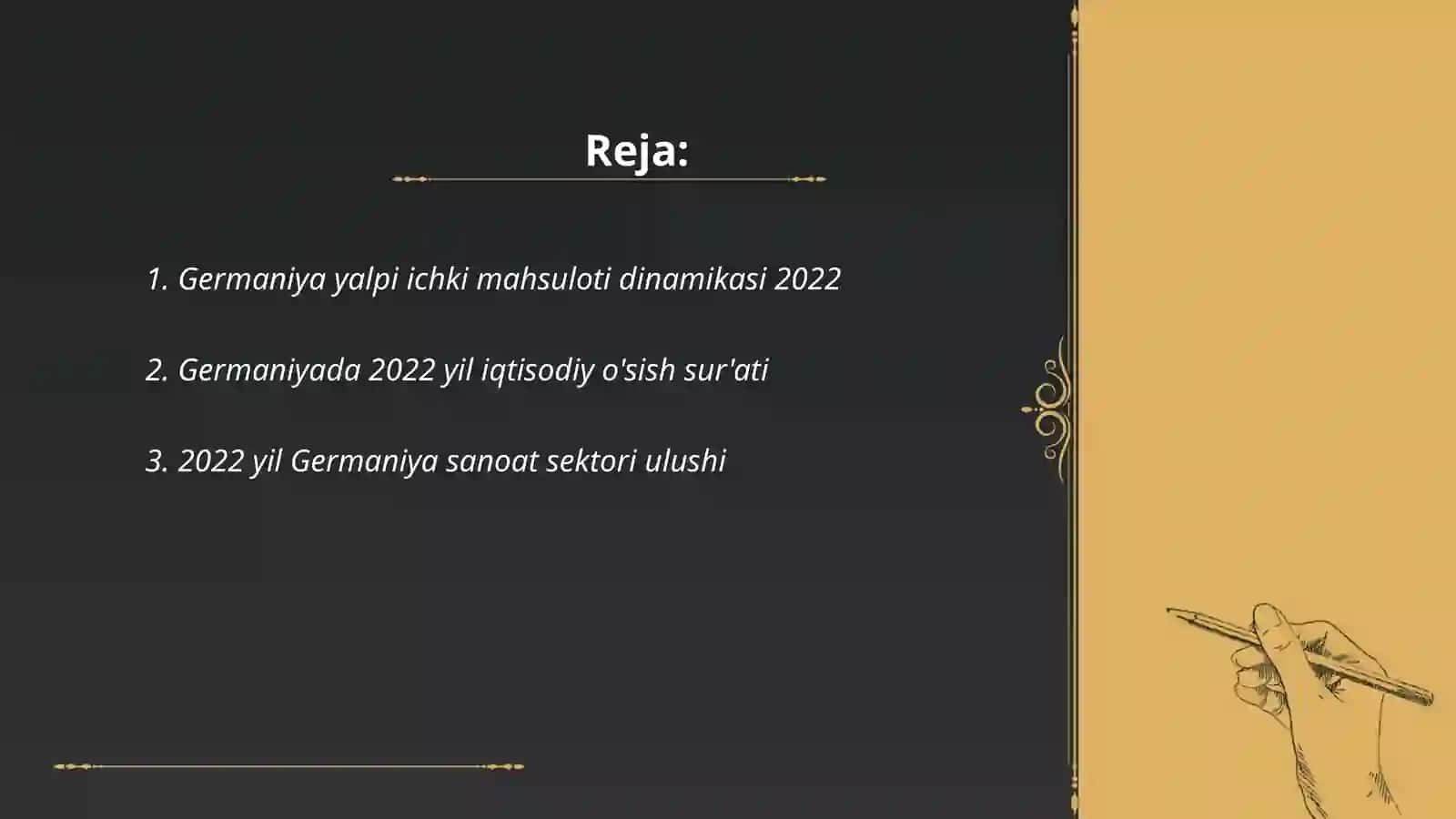Germaniya yalpi ichki mahsuloti 2022 2023 2024 yillar ulushi 2