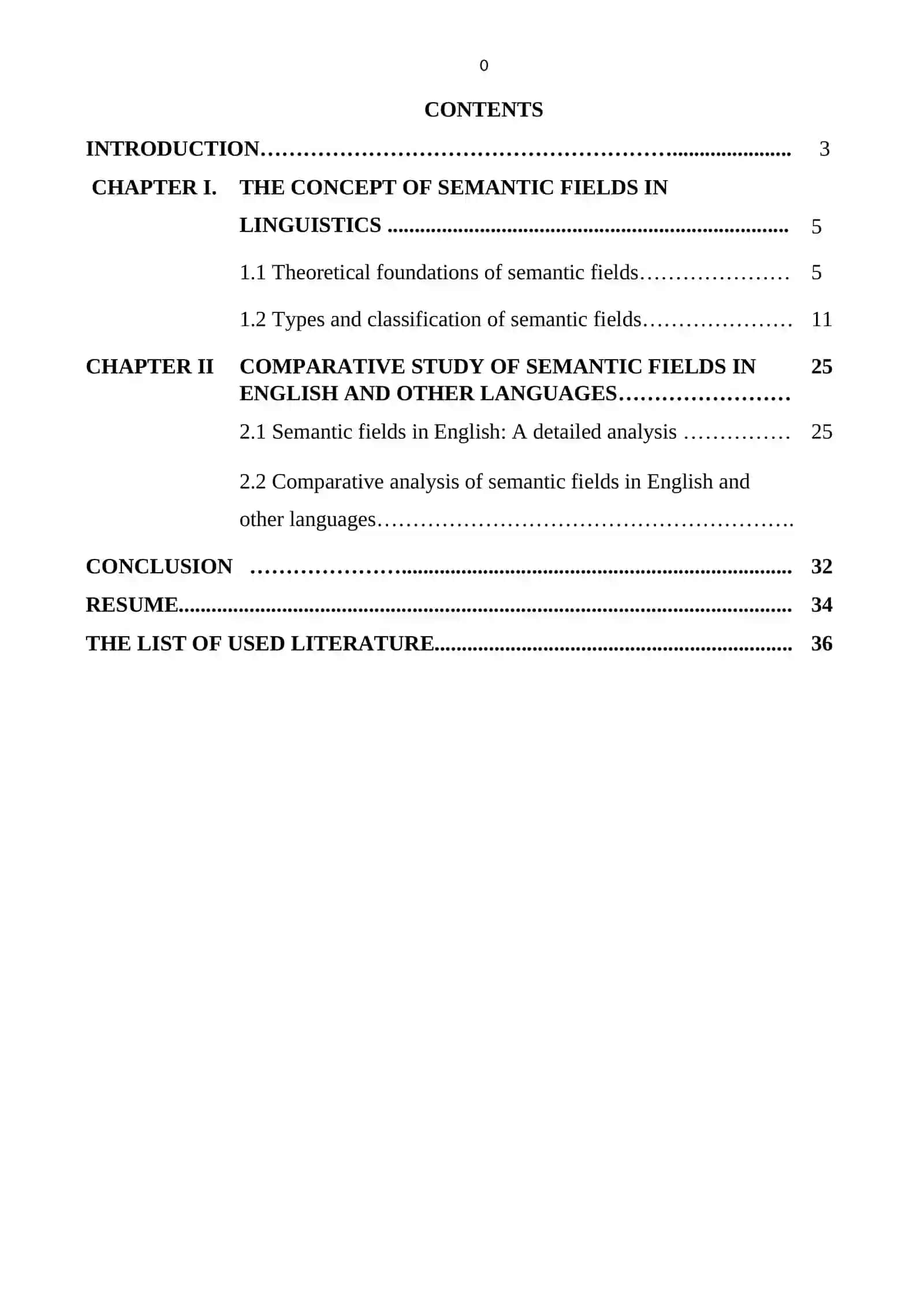 On the theme  “Semantic fields  Comparative study” 2