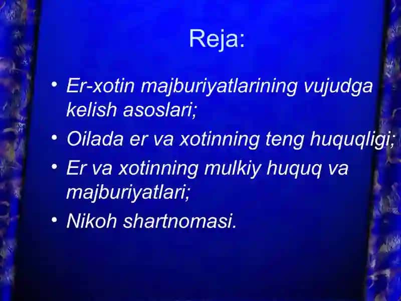 Er-xotinning mulkiy huquq va majburiyatlari 2