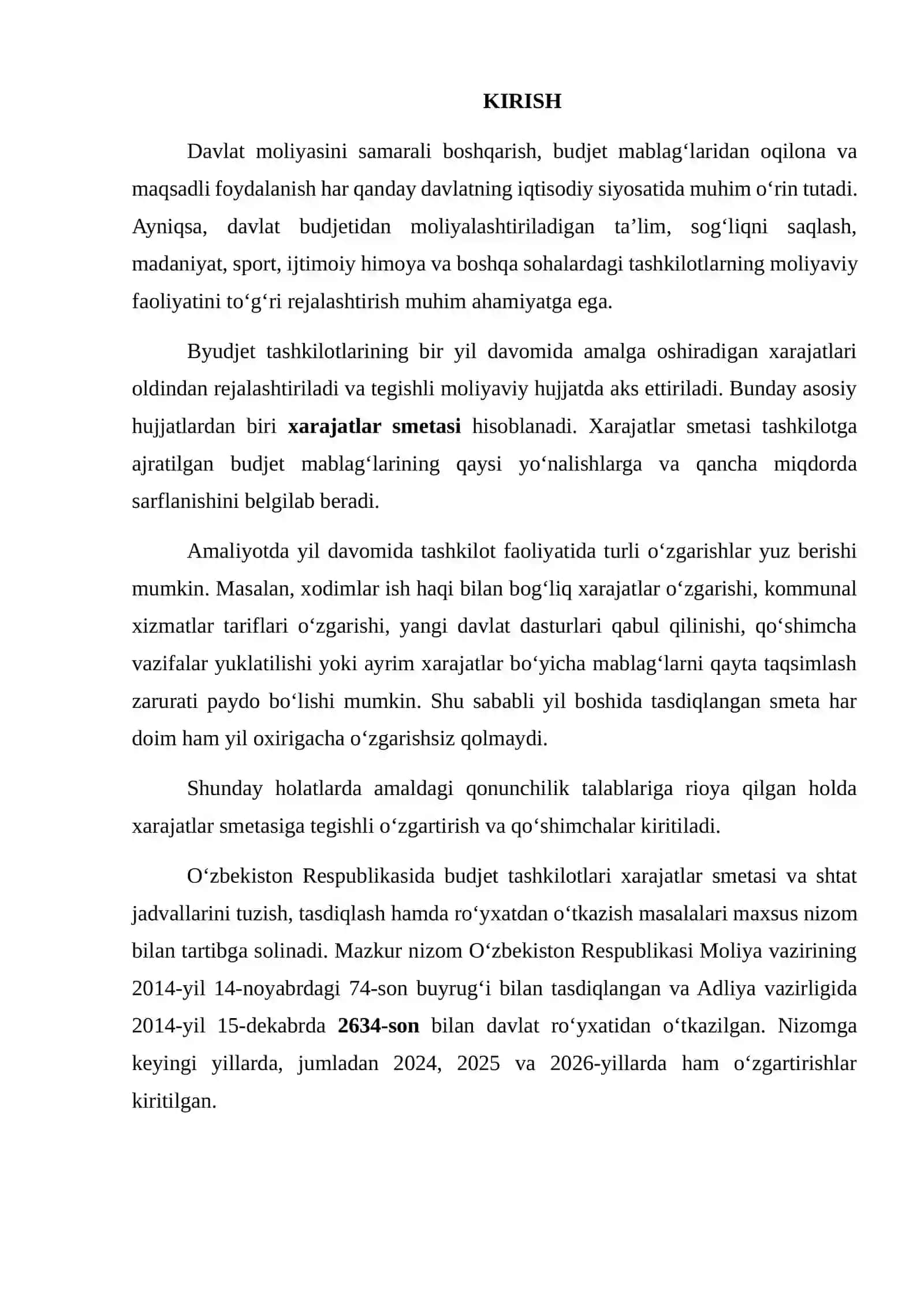 Xarajatlar smetasi tushunchasi va uning ahamiyati 2