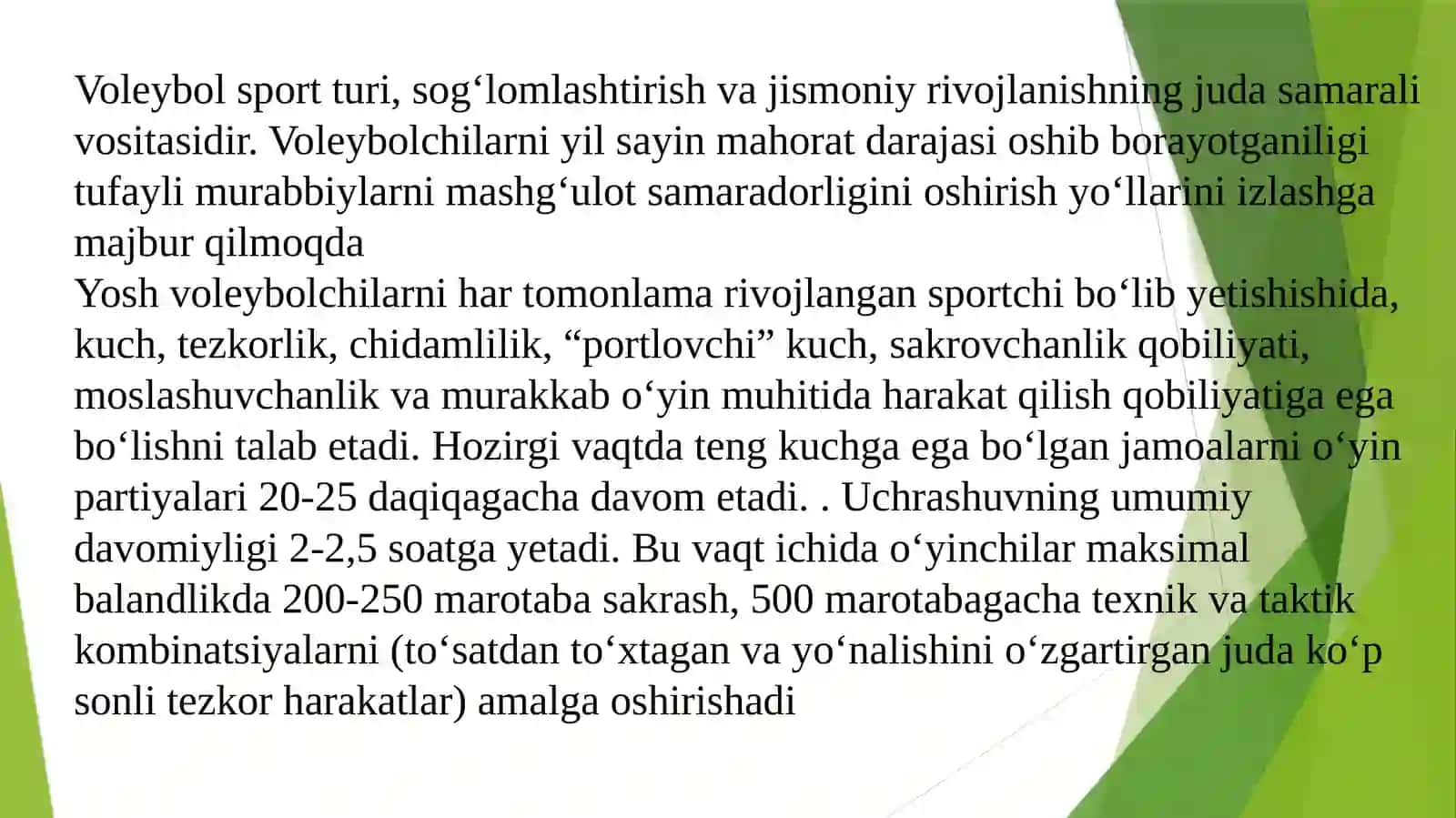 Voleybolchilarning umumiy va maxsus jismoniy tayyorgarligi 2