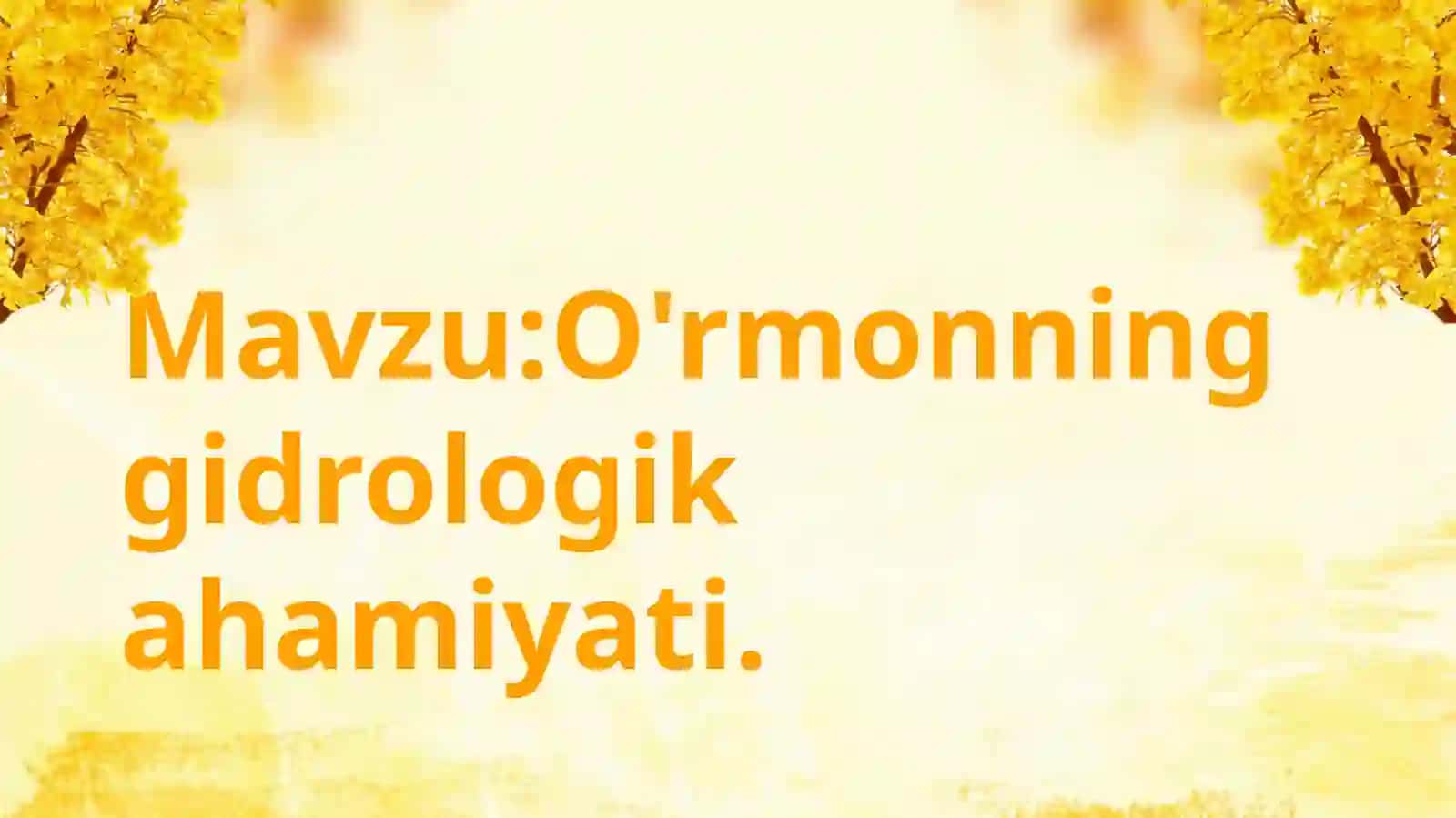 O'rmonning gidrologikahamiyati 2