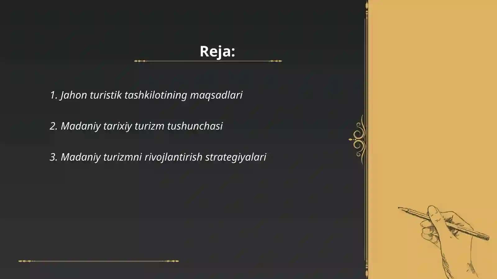 Jahon turistik tashkilotining madaniy tarixiy turizmini rivojlantirishdagi hissasi 2