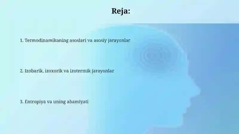 Termakimyo, izobarik izohorik va izotermik jarayonlar. Entropiya 2
