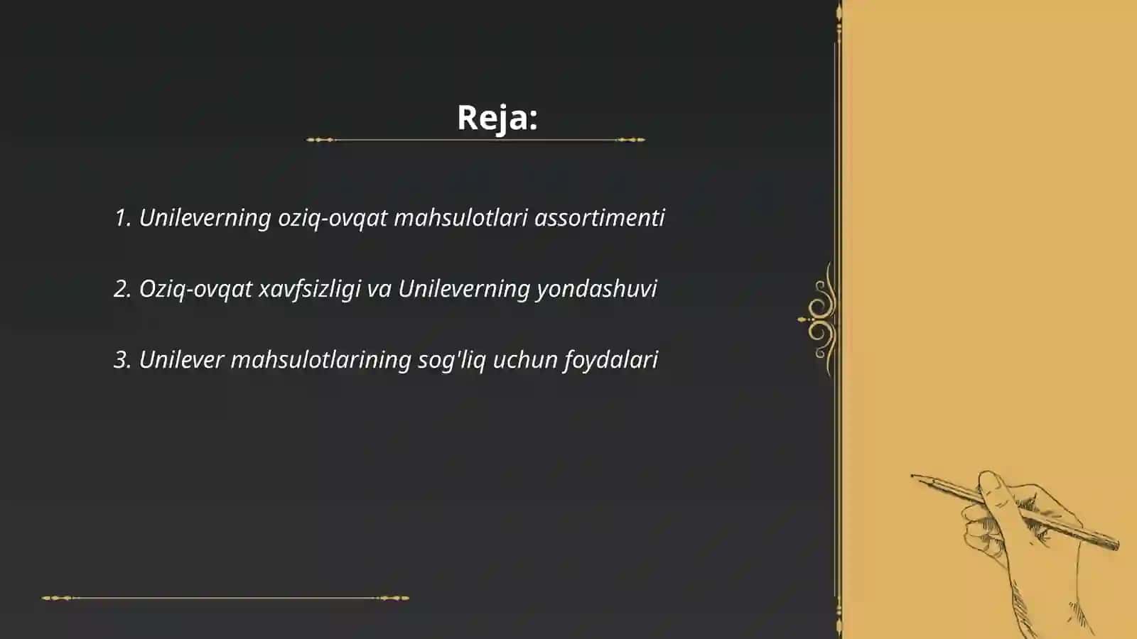 Unileverning oziq-ovqat mahsulotlari assortimenti 2