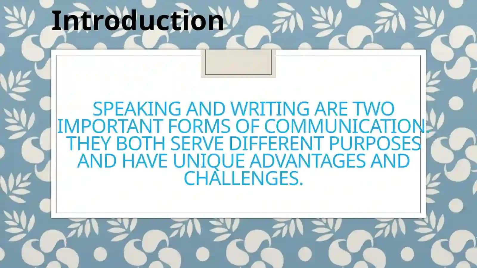 Speaking and Writing 2