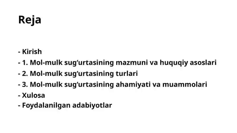 Mol-mulk sug'urtasi 2