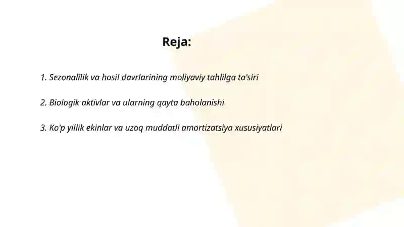 Qishloq xo'jaligida moliyaviy tahlilning o‘ziga xos xususiyatlari 2