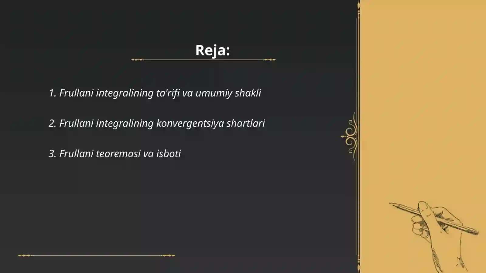 Frullani integrali va uni hisoblash 2