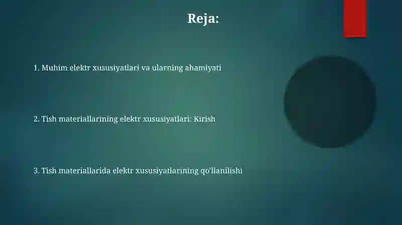 Stomatologik materiallarning elektr xususiyatlari 2