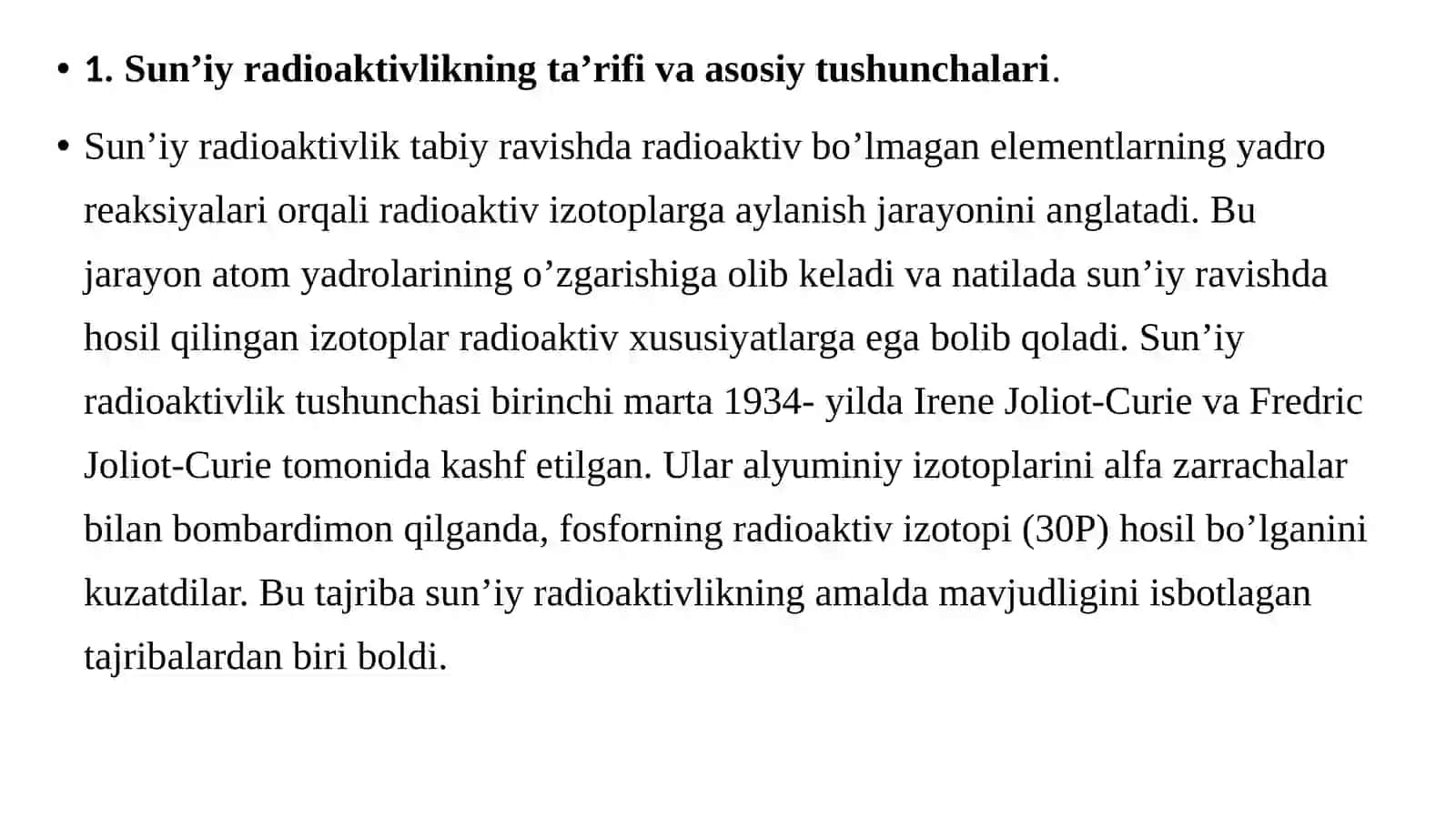Sun'iyradioaktivlikning ta’rifi va asosiy tushunchalari 2