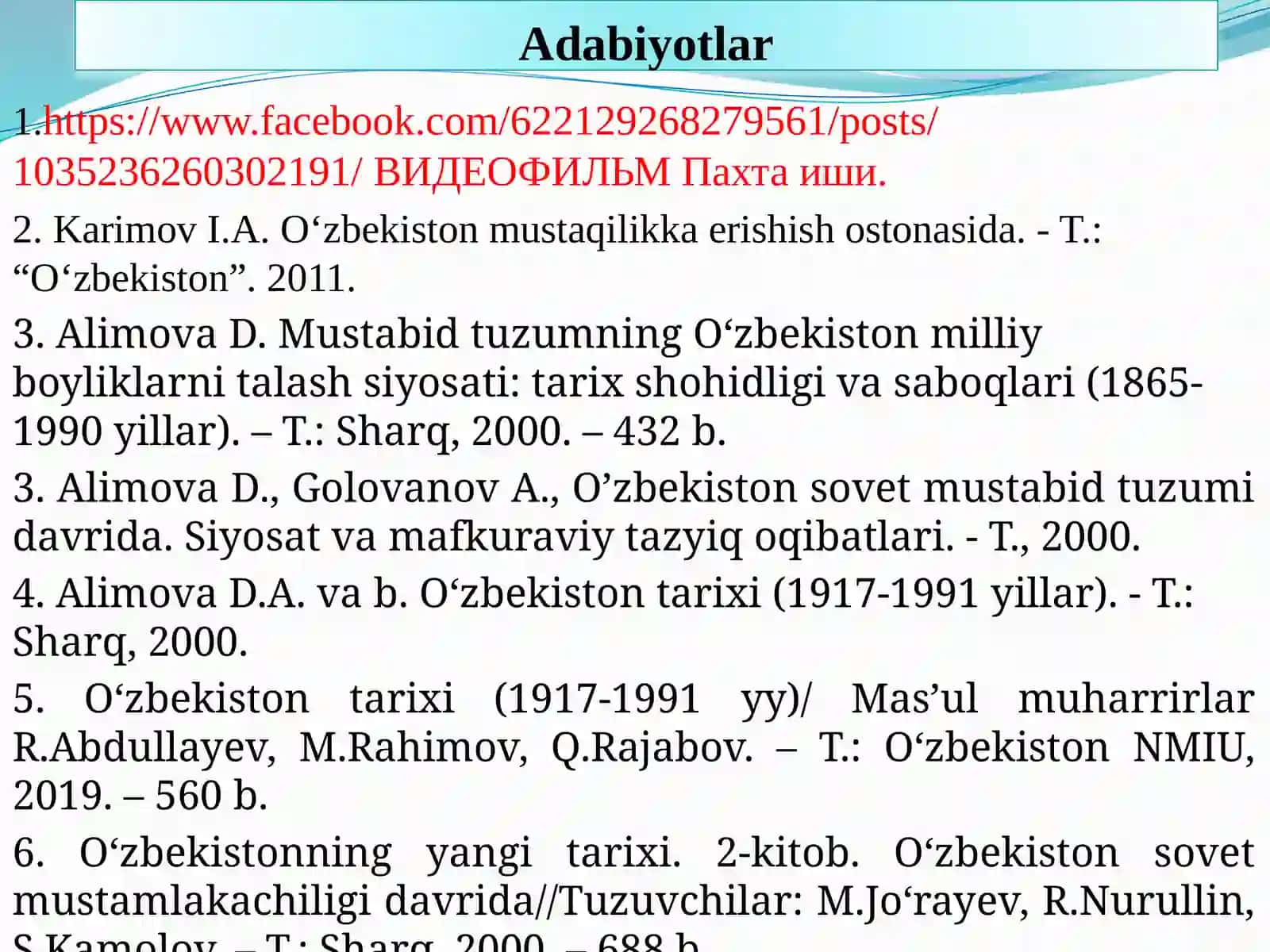 2-MAVZU. О‘ZBEKISTONNING MUSTAQILLIKKA ERISHISHI ARAFASIDAGI IJTIMOIY-SIYOSIY VA IQTISODIY AHVOLI 2