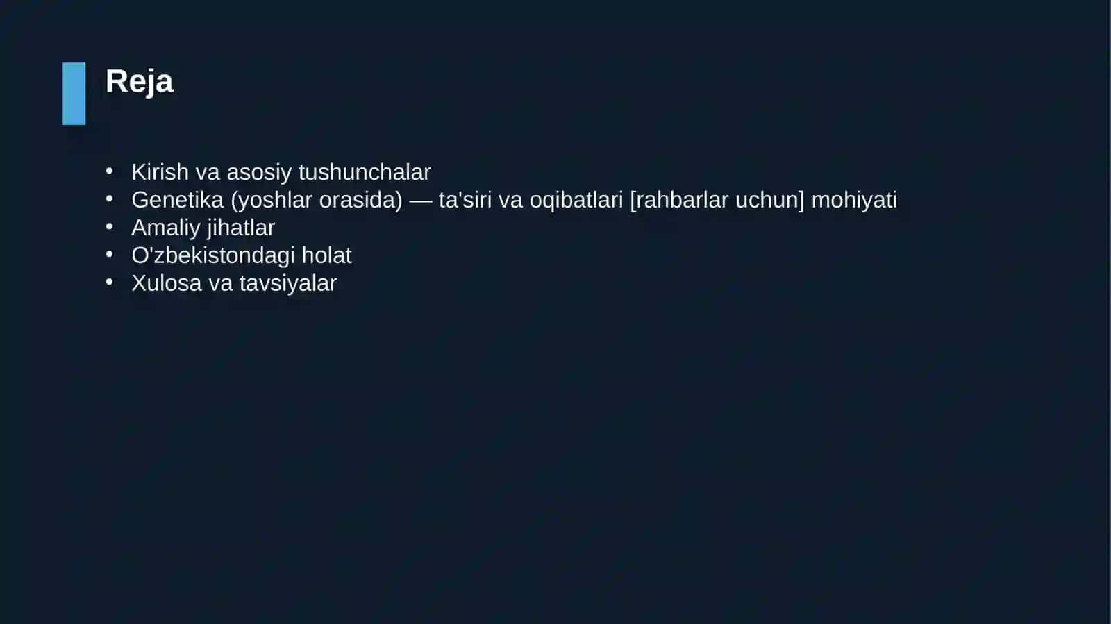 Genetika (yoshlar orasida) — ta'siri va oqibatlari [rahbarlar uchun] 2