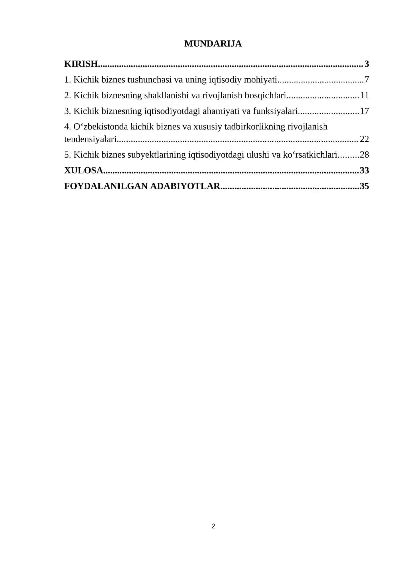 Oʻzbekiston iqtisodiyotida kichik biznesning oʻrni va roli 2