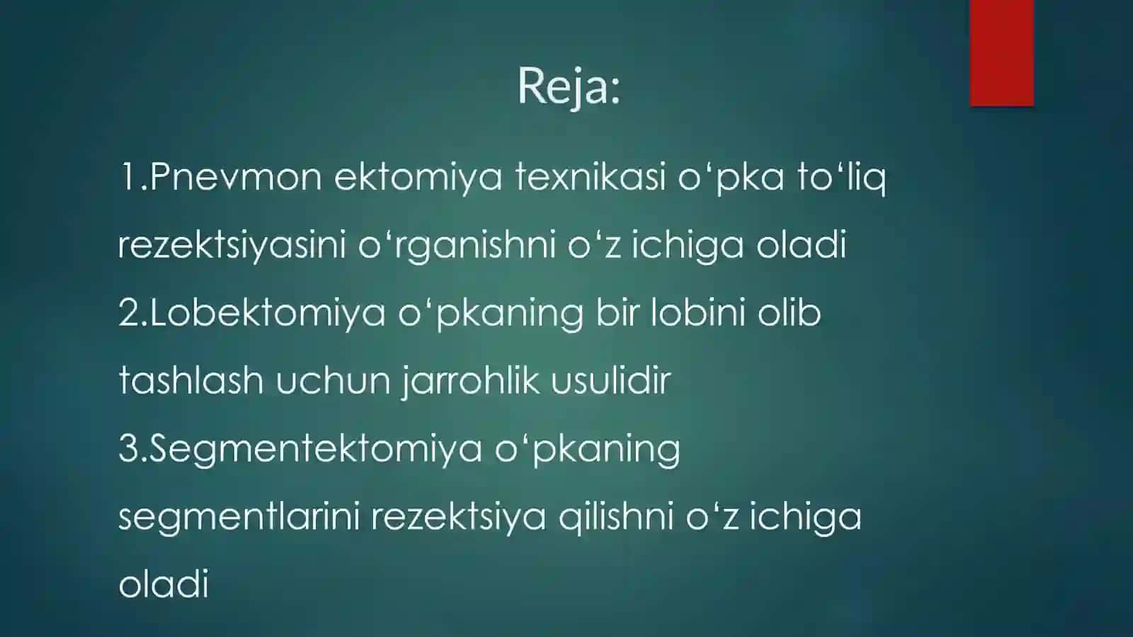 Pnevmonektomiya, Lobektomiya, Segmentektomiya Teknikasi 2