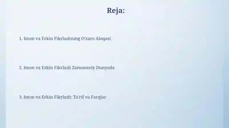 Imon va Erkin Fikrlash 2