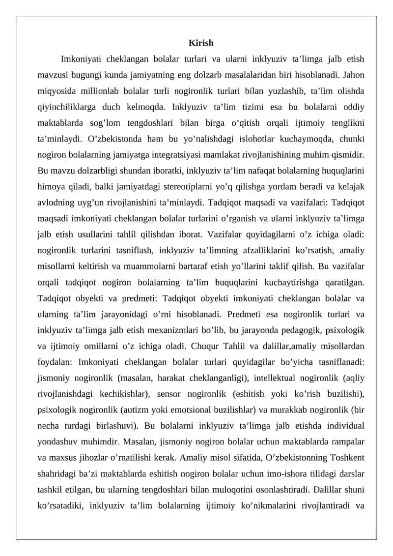Imkoniyati cheklangan bolalar turlari va ularni inklyuziv ta’limga jalb etish 2