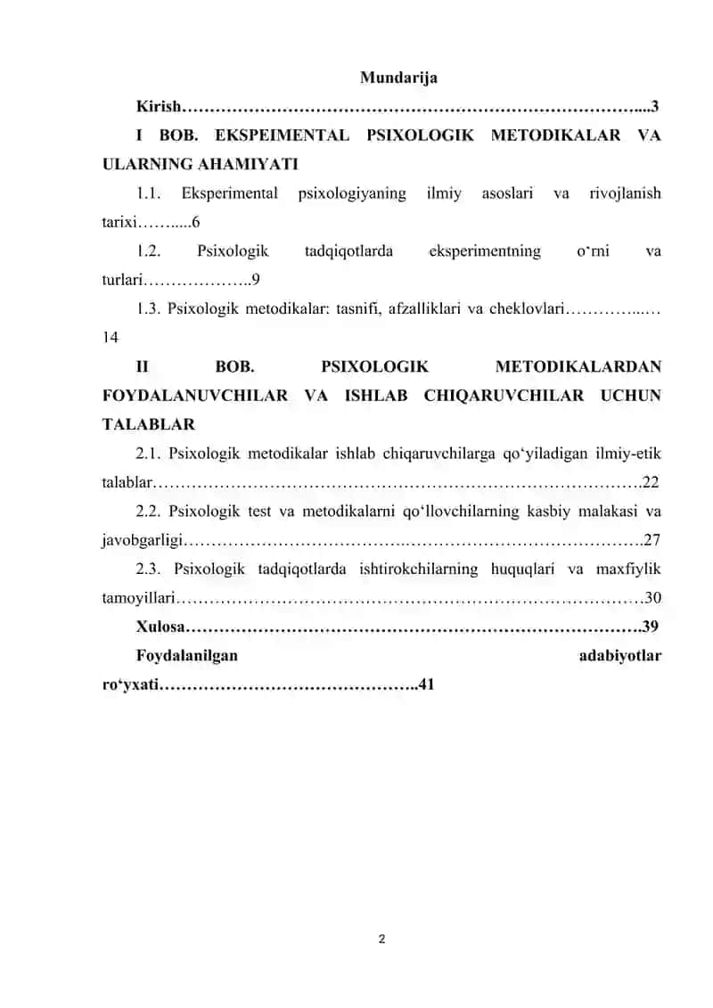 Ekispremental psixologik metodikalardan foydalanuvchilar va ishlab chiqaruvchilar uchun talablar 2