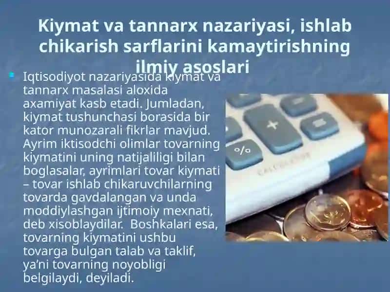 Kiymat va tannarx nazariyasi 2