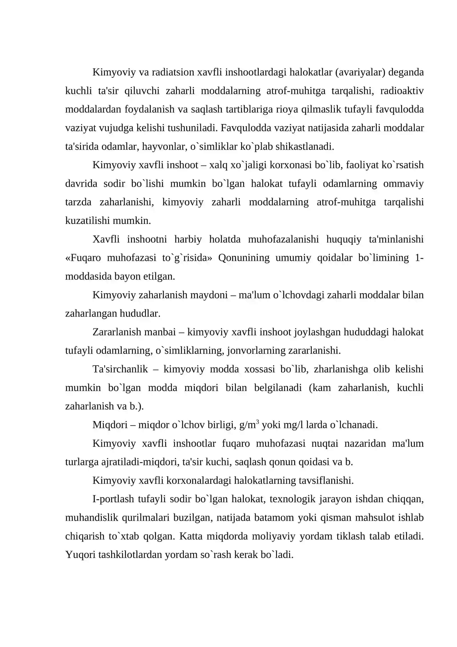 Kimyoviy va radiatsion xavfli holatlarni baholash 2