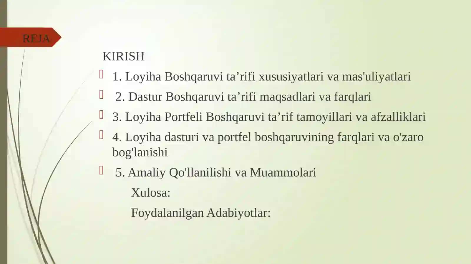Loyiha portfeli va dastur boshqaruvi 2