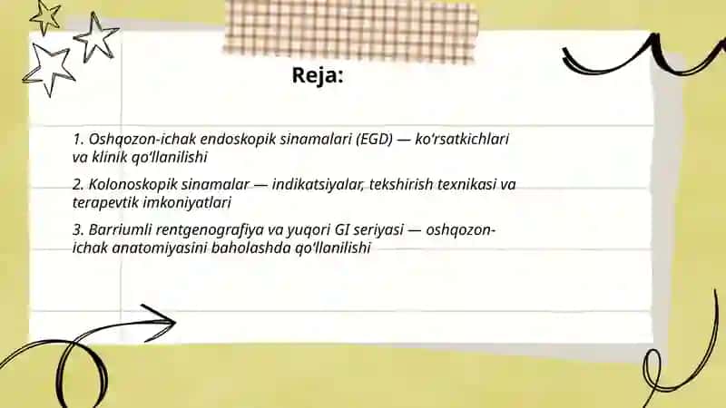 Oshqozon ichak sinamalari va ularni klinikada qoʻllanilishi 2