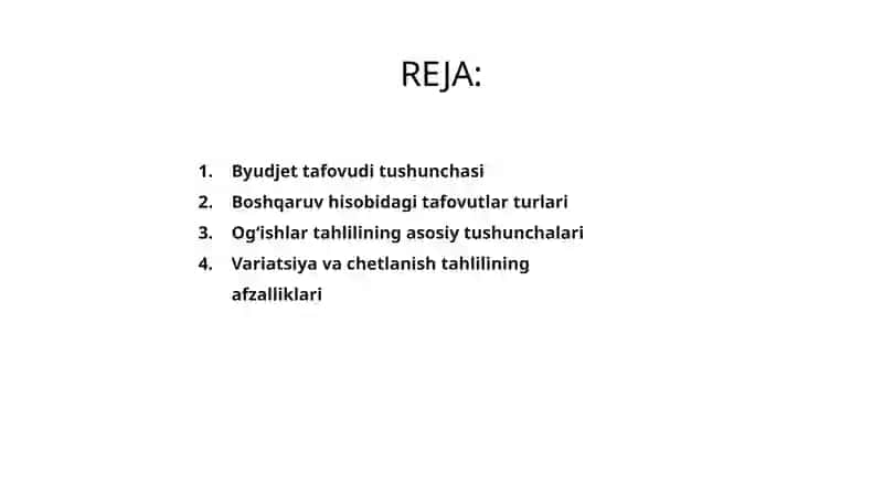 Boshqaruv hisobida tafovud va og'ishlar tahlili 2