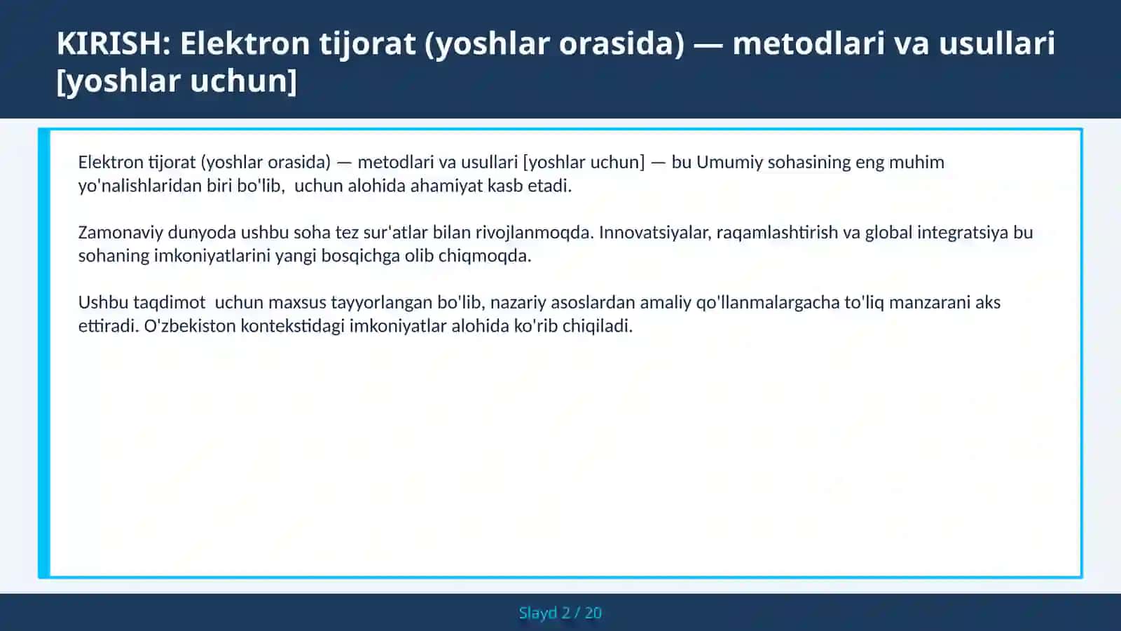 Elektron tijorat (yoshlar orasida) — metodlari va usullari [yoshlar uchun] 2