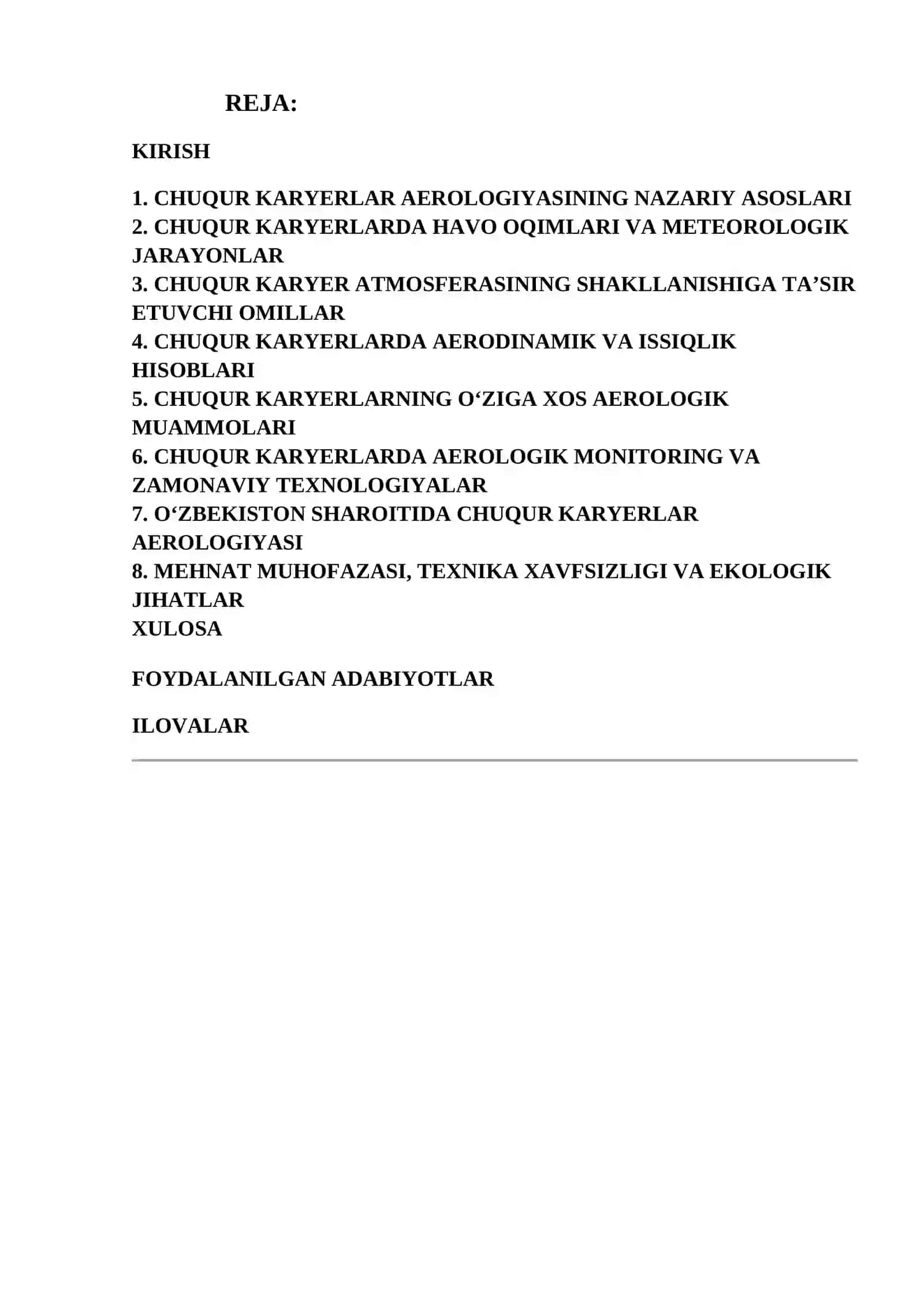 Chuqur karyerlarning (500 metrdan chuqur) aerologik sharoitlari va ularning o‘ziga xos muammolari 2
