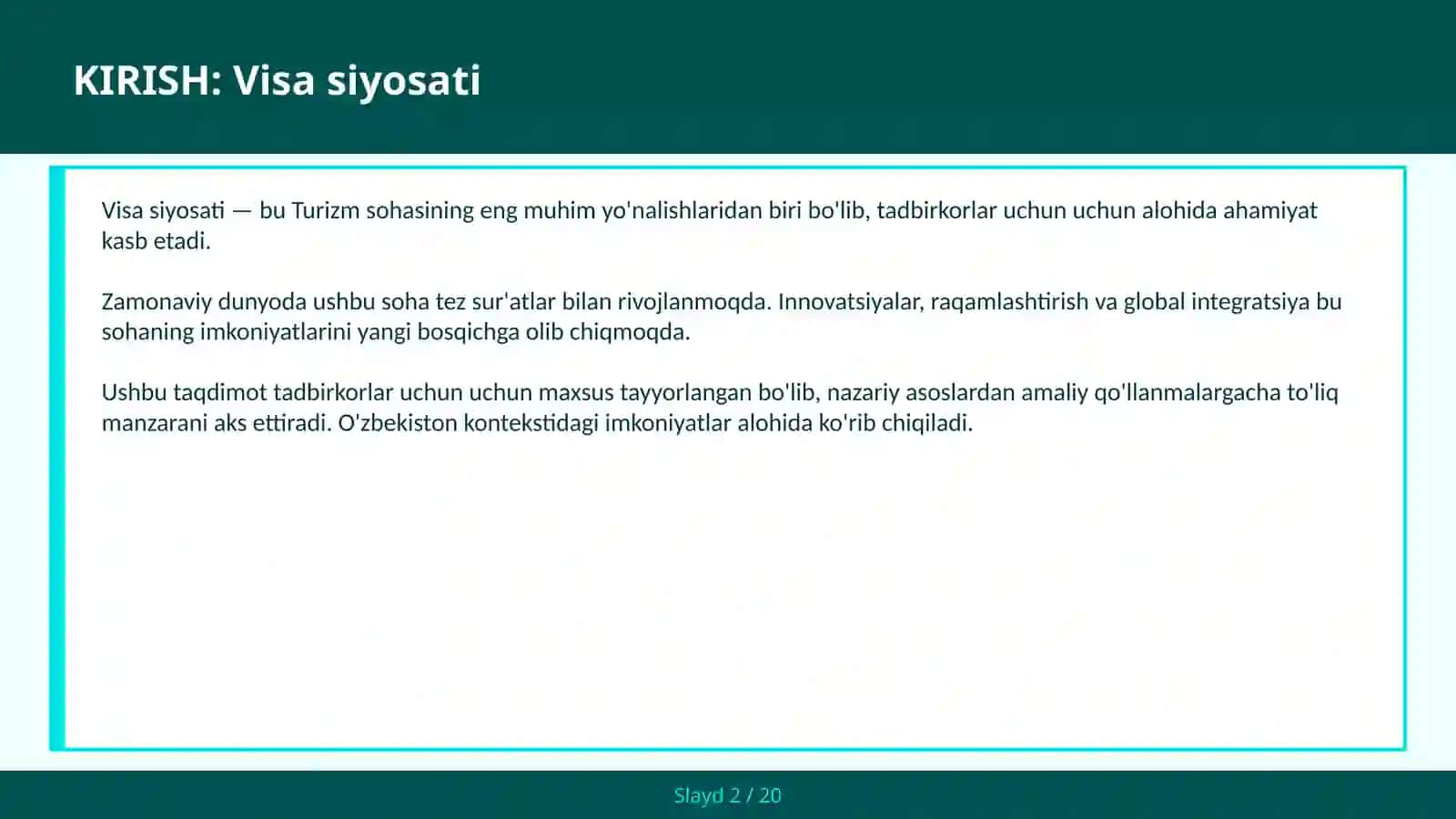 VISA SIYOSATI 2