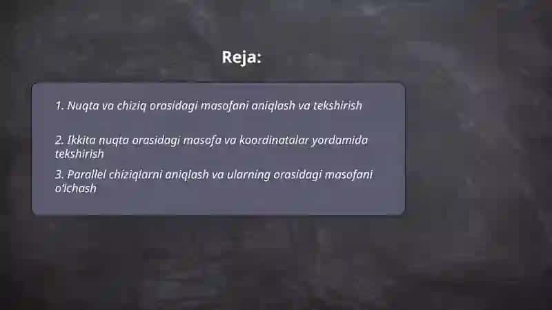 Geometrik figuralar orasidagi pozitsion va metrik munosabatlarni tekshirish 2