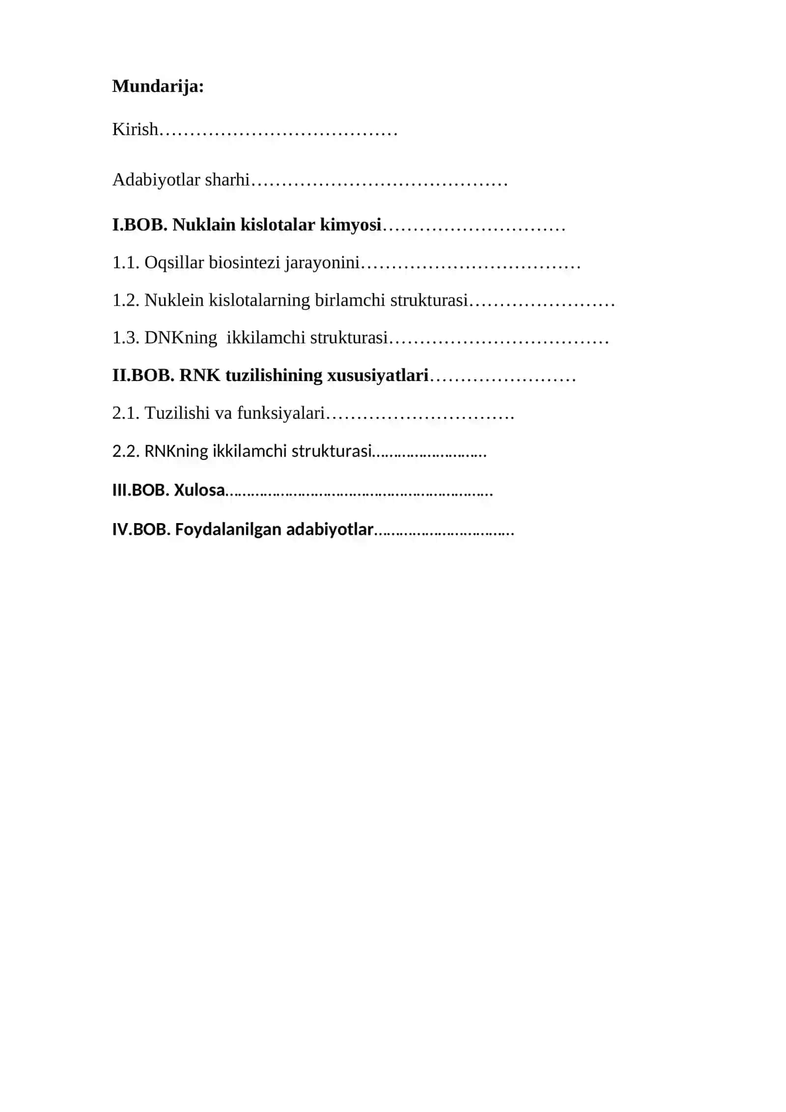 Nuklein kislotalar va oqsillar biosintezi KURS ISHI 2
