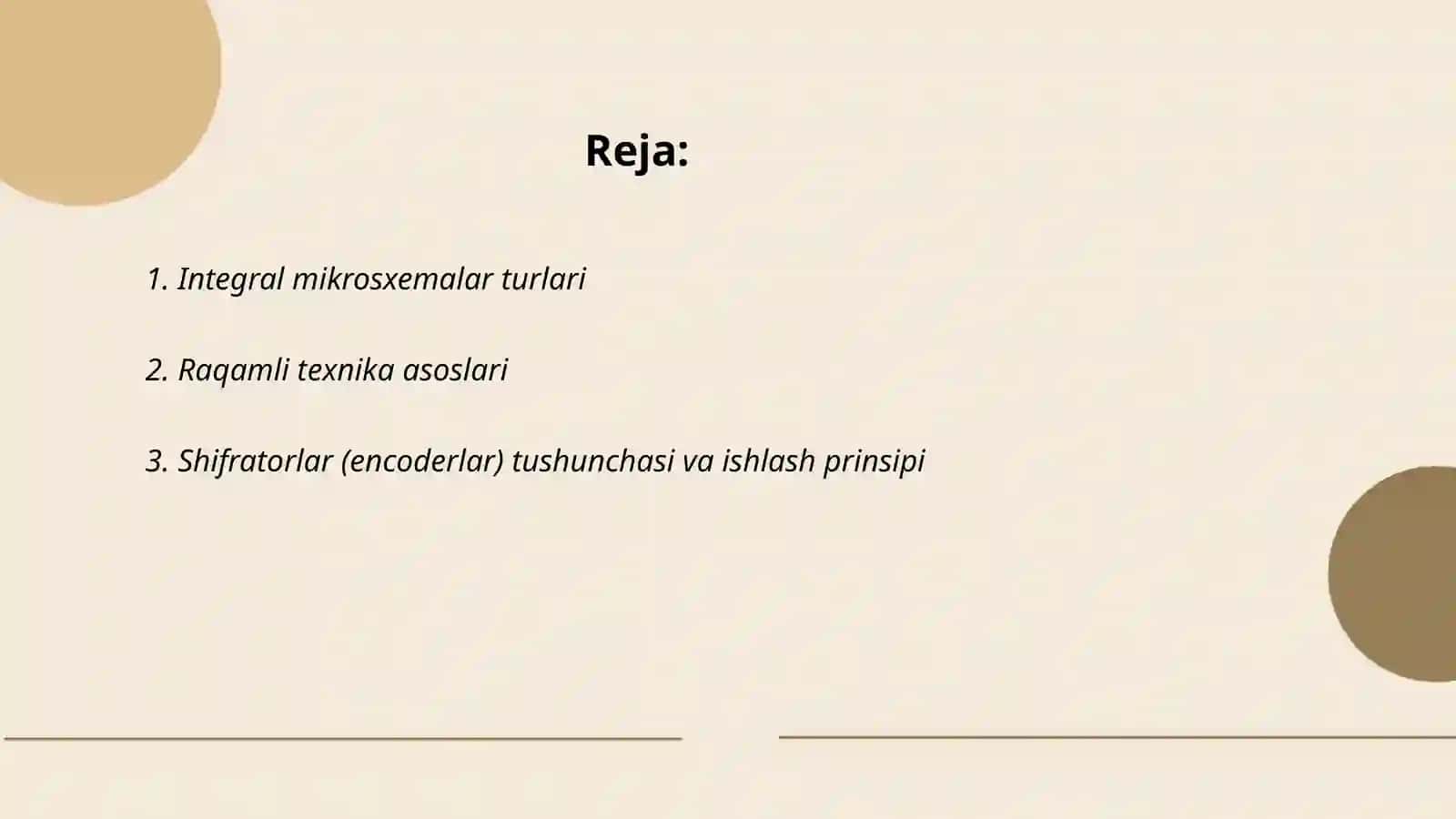 Integral mikrosxemalar va raqamli texnika negiz elementlarini hamda shifrator,dishifrator multipleksor va triggerlarni oʻrganish 2