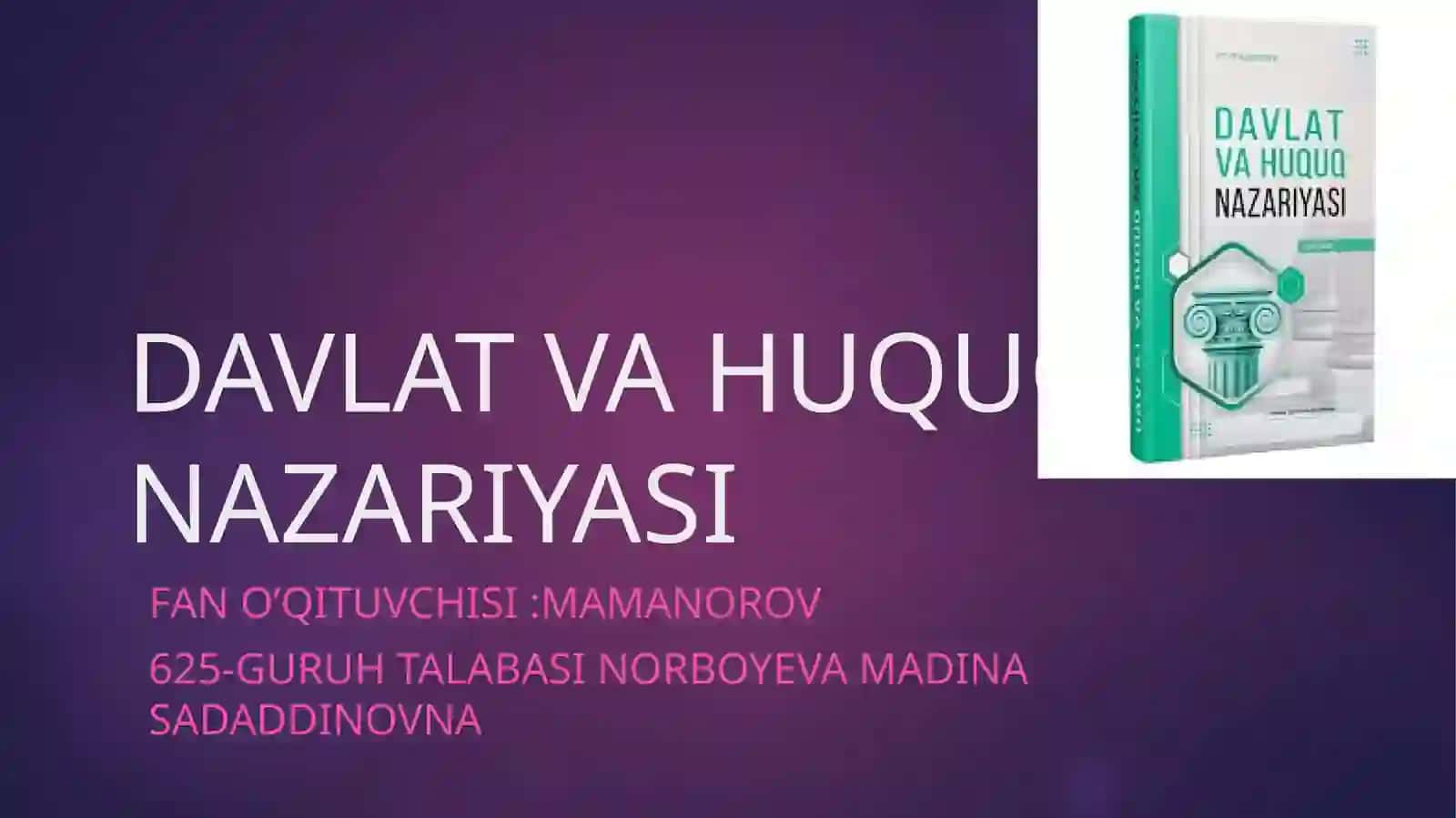 DAVLAT VA HUQUQ NAZARIYASI 2