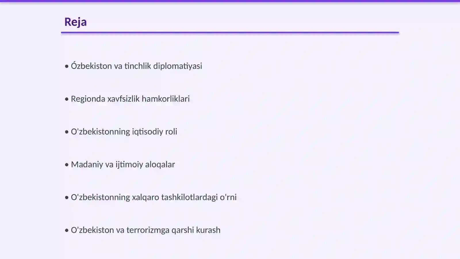 Ózbekistonning Markaziy Osiyoda tinchlik va barqarorlikni taminlashdagi órni 2