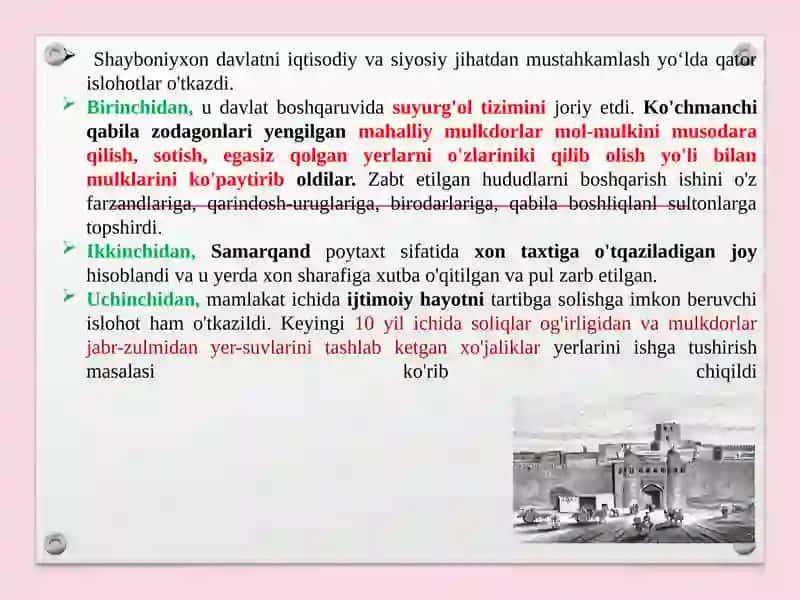 Buxoro xonligining ijtimoiy-iqtisodiy va ma`daniy hayoti. 2