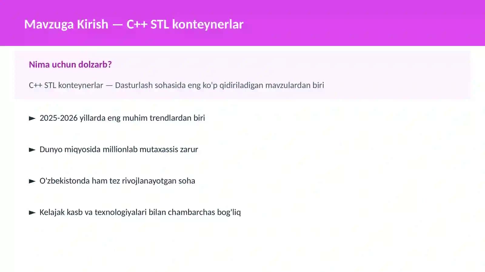 C++ VA TIZIM DASTURLASH 2