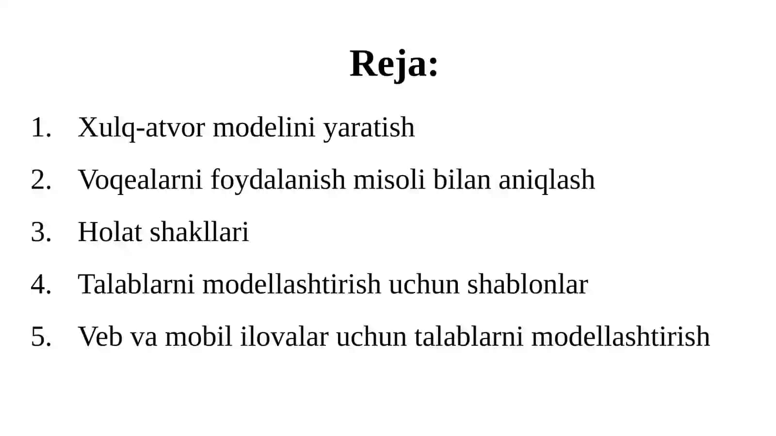 Talablarni modellash: Rejim, shablonlar va veb/mobil ilovalar 2