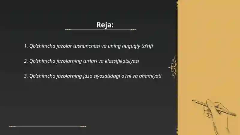 Qo'shimcha jazolar tushunchasi ahamiyati 2