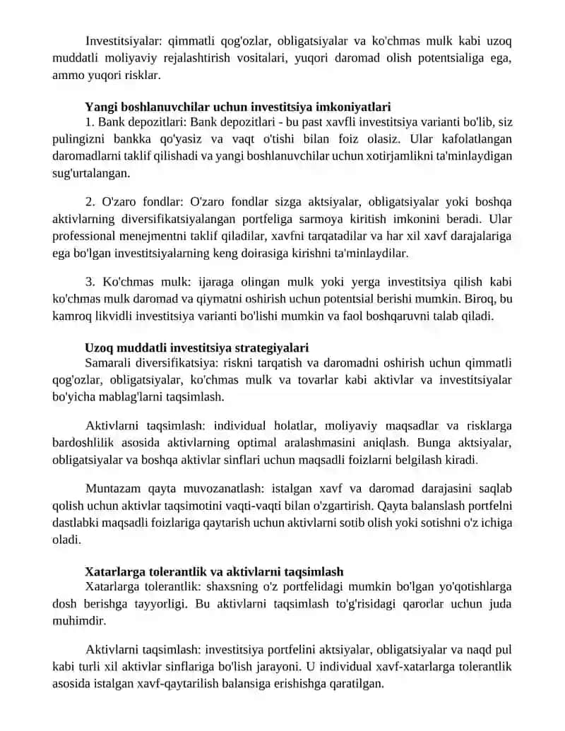 IsteʼMol JamgʻArma Va Investitsiyalar 2