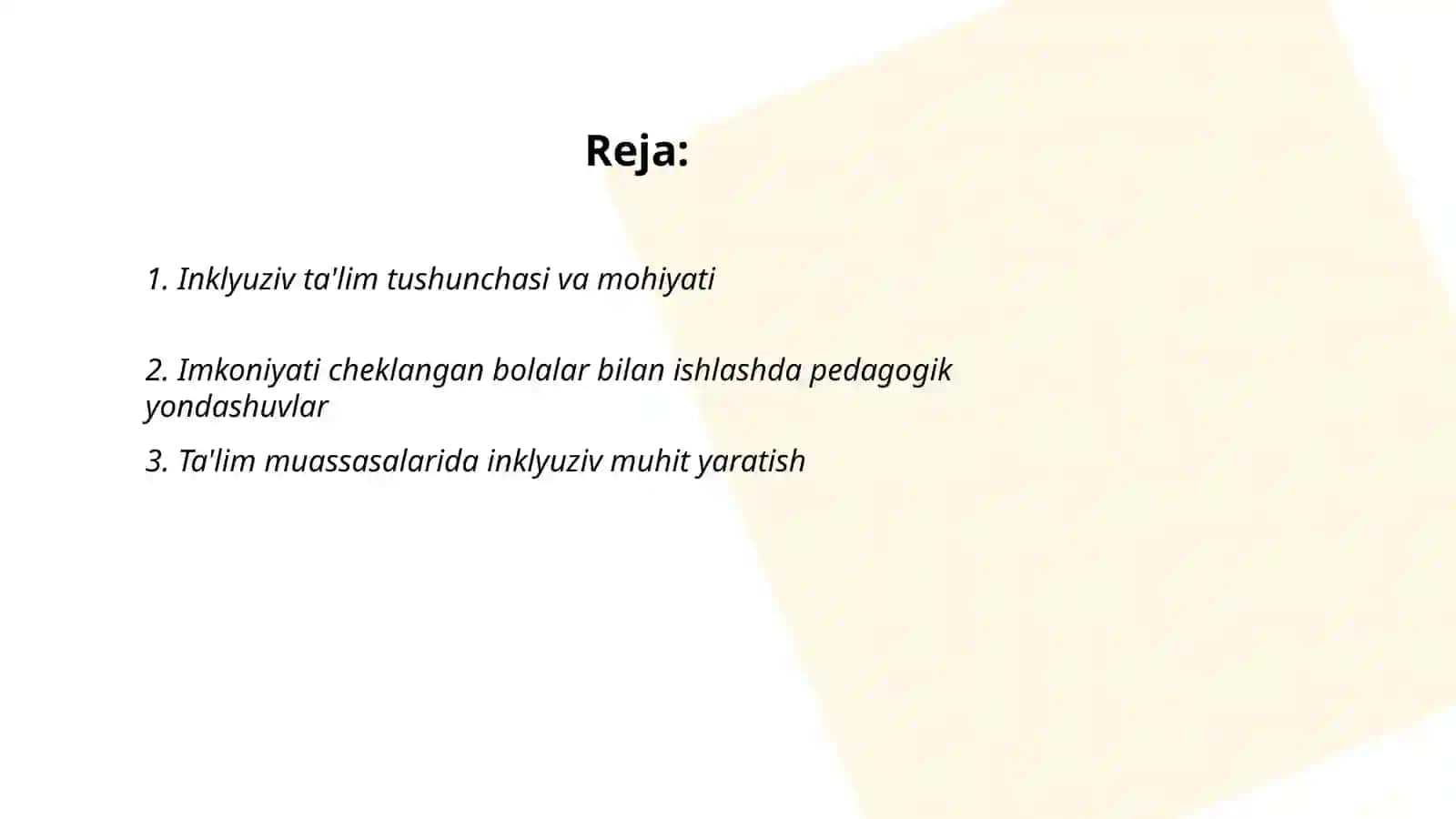 Inklyuziv ta'lim sinflari va boshlang'ich tayanch karreksion sinflarda imkoniyati cheklangan bolalarni o'qitish bo'yicha pedagogik jarayonni tashkil etish 2
