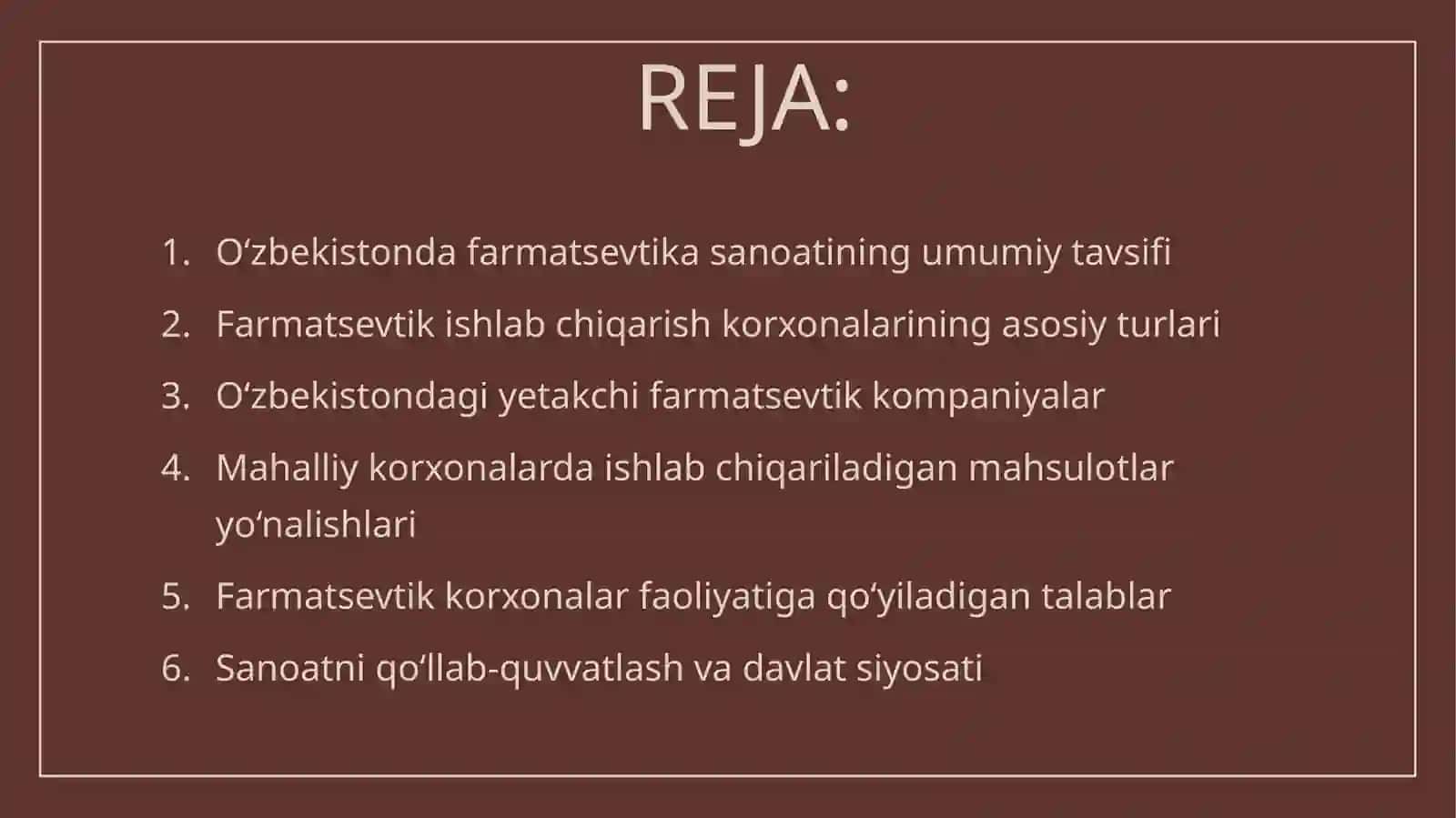 O'zbekistonda farmatsevtik ishlab chiqarish korxonalari va ularning turlari 2