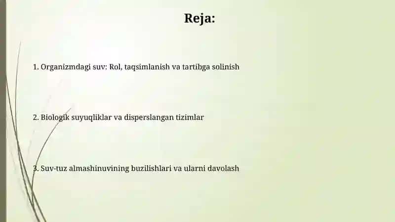 Oʻrganizmning suv-dispers sistemasi 2