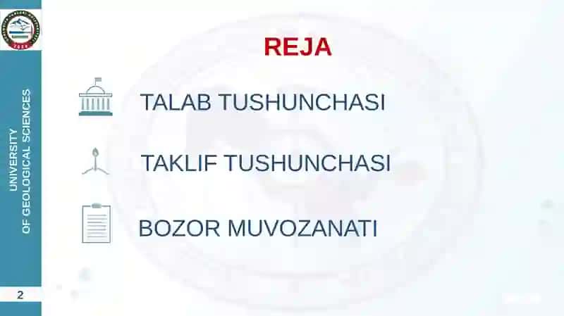 TALAB VA TAKLIF NAZARIYASI.BOZOR MUVOZANATI 2