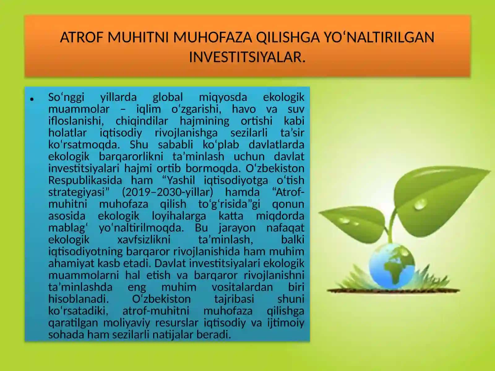Atrof muhitni muhofaza qilishga yoʻnaltirilgan investitsiyalar 2